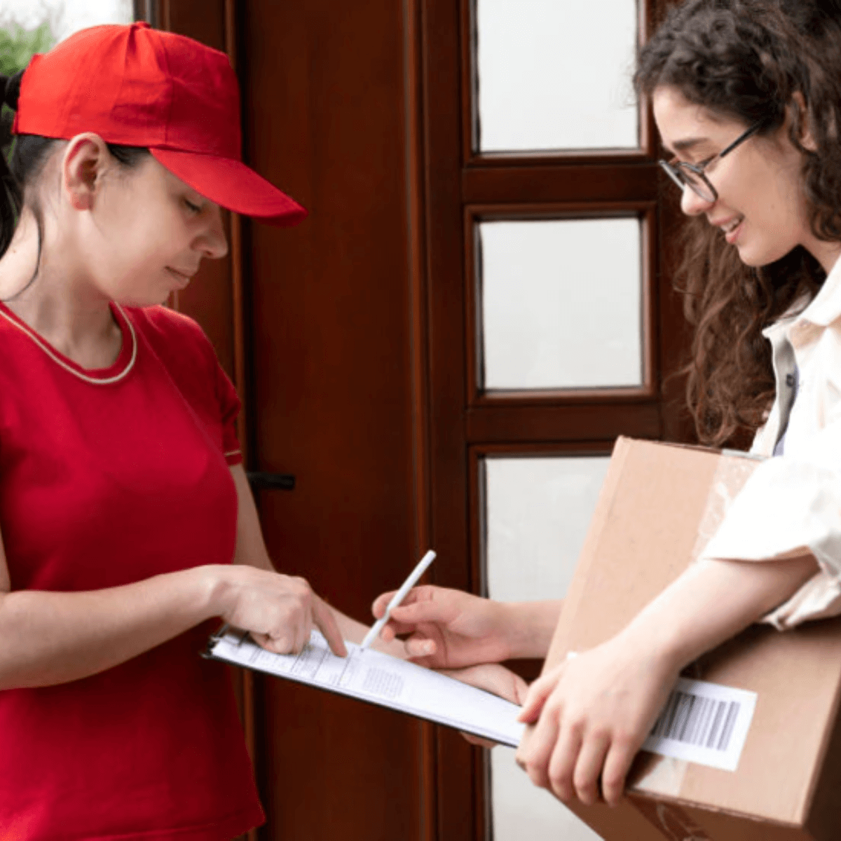 Person signing form to receive their package